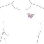 Large Crystal Filigree Butterfly Brooch Pin Fashion Statement Silver Plated - Image 12