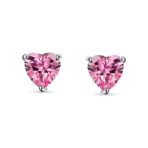Set of 2 1CT Heart Shaped CZ Stud Earrings Rose Gold Plated Sterling Silver 7MM - Image 7