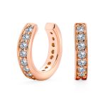 Minimalist Ear Cuff Cartilage CZ Band Clip Wrap Helix Earrings Sterling Silver - Image 3