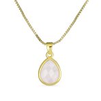 Delicate Rose Quartz Jewelry Set Earrings Bracelet & Pendant in 18K Gold Plated - Image 2