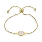 Delicate Rose Quartz Jewelry Set Earrings Bracelet & Pendant in 18K Gold Plated - Image 3