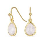 Delicate Rose Quartz Jewelry Set Earrings Bracelet & Pendant in 18K Gold Plated - Image 4