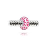 Set of 2 Sterling Silver Pink Heart Murano Glass Charm Bead for European Bracelets - Image 2