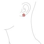 Pink Red Enamel Flower Crystal Edge Clip-On Earrings Gold Plated For Non-Pierced - Image 14