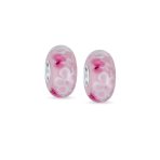 Set of 2 Murano Glass Charm Bead Sterling Silver Core Floral Design for Bracelet - Image 4