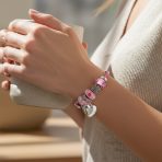 Breast Cancer Pink Ribbon Engraving Heart Charm Live Laugh Love Bead Charm Leather Bracelet Sterling Silver - Image 4