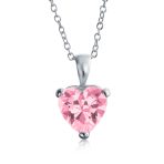 Set of 2 Timeless Elegant Red Pink CZ Heart Bridal Necklace Sterling Silver - Image 3