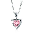 Set of 2 Timeless Elegant Red Pink CZ Heart Bridal Necklace Sterling Silver - Image 4