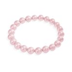 Set of 3 Stackable Stretch Bracelet with White Simulated Pearl 10MM Round Beads - Image 2