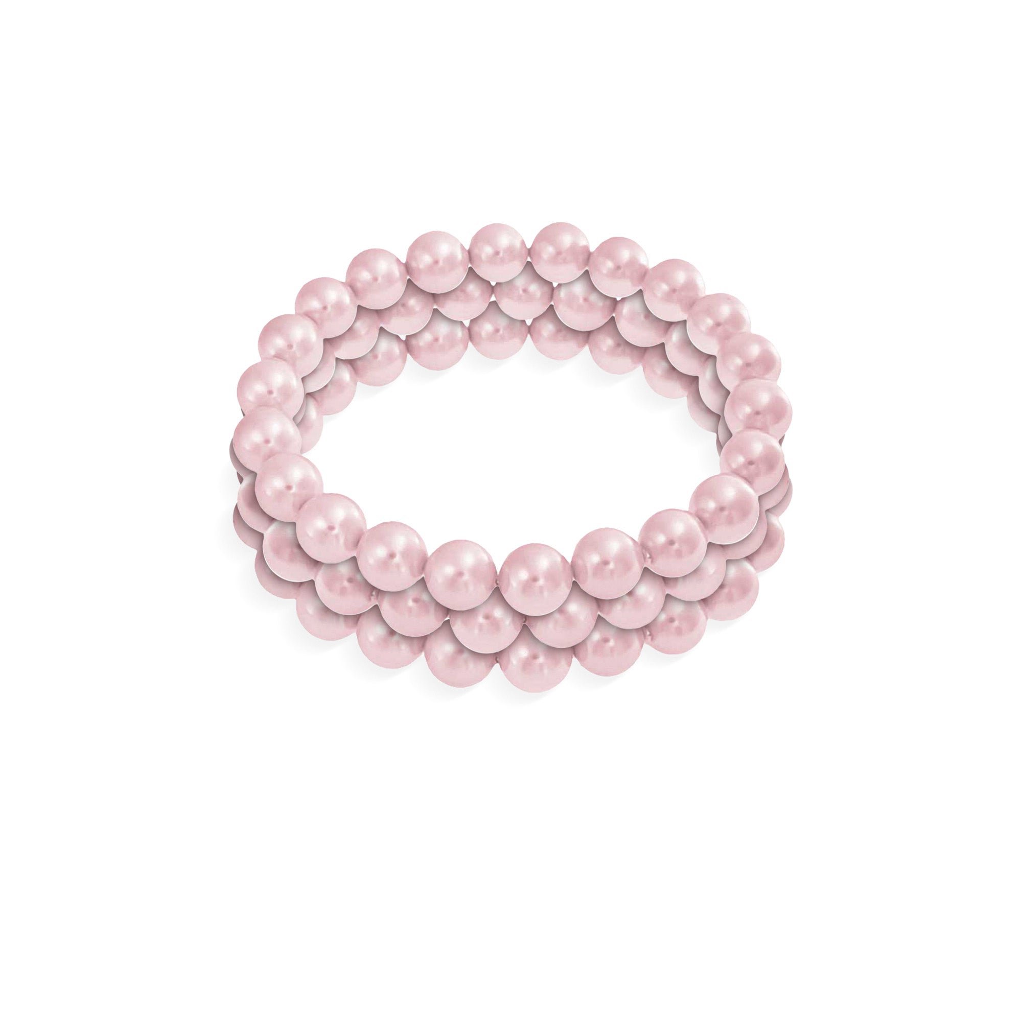 pink-pearl-bracelet-strand-carnation-8mm-cb-br14606pk-set-az Set of 3 Stackable Stretch Bracelet with White Simulated Pearl 10MM Round Beads - Image 1