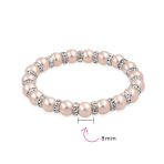 White Pink Black Simulated Pearl Stretch Bracelet with Crystal Rondelle Spacers - Image 10