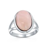 Oval Cabochon Moonstone Silver Ring with Split Shank Boho Statement Design - Image 4