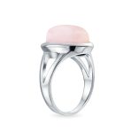 Oval Cabochon Moonstone Silver Ring with Split Shank Boho Statement Design - Image 8