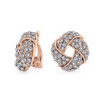 Fashion Twist Braided Crystal Love Knot Clip-On Earrings Non-Pierced Ears - Image 3