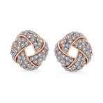 Fashion Twist Braided Crystal Love Knot Clip-On Earrings Non-Pierced Ears - Image 6