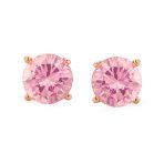 Round Brilliant Cut CZ Stud Earrings Screw Back Rose Gold Sterling Silver 5-9 MM - Image 12