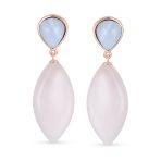 Fashion Statement Black White Teardrop Nature Stone Dangling Earrings Gold Plated - Image 6