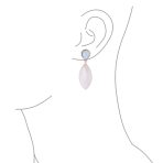 Fashion Statement Black White Teardrop Nature Stone Dangling Earrings Gold Plated - Image 9