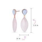 Fashion Statement Black White Teardrop Nature Stone Dangling Earrings Gold Plated - Image 12