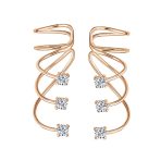 Triple Spiral CZ Curved Crawlers Ear Cuff Cartilage Earrings Gold Plated Silver - Image 6