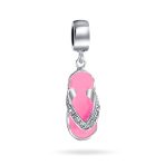 Pink Orange Flip Flop CZ Dangle Charm Bead for Travel Bracelets - Image 2