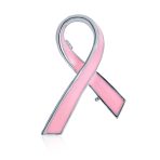 Prevention Pink Ribbon Breast Cancer Survivor Brooche Pin Enamel Gold Plated - Image 2