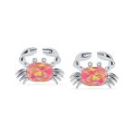 Gemstone Pink Blue White Opal Stud Earrings Sterling Silver October Birthstone - Image 4