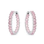 Fancy Cocktail Cubic Zirconia Princess Cut CZ Inside Out Hoop Earrings 1.25 Inch Silver Plated - Image 4
