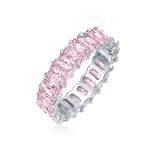 Art Deco Style CZ Cubic Zirconia Baguette Eternity Band Ring Sterling Silver - Image 7