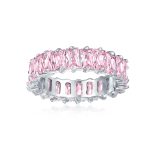 Art Deco Style CZ Cubic Zirconia Baguette Eternity Band Ring Sterling Silver - Image 14