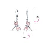 Dainty Butterfly Dragonfly Firefly Gemstone Inlaid Dangle Earrings Silver - Image 8
