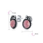 Native American Style Gemstone Bezel Leaf Rope Stud Earrings in Sterling Silver - Image 25