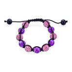 Black Navy Blue Gold Bead Pave Crystal Ball Strand Bracelet - Image 8