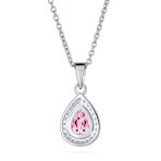 5CT Solitaire Teardrop Halo Sapphire Blue CZ Pendant Necklace Silver Plated - Image 9