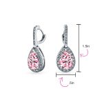 Classic 7CT Aqua Blue Cubic Zirconia CZ Large Teardrop Earrings Hinge Clip Closure - Image 32