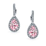 Classic 7CT Aqua Blue Cubic Zirconia CZ Large Teardrop Earrings Hinge Clip Closure - Image 14