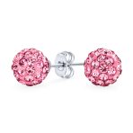 Elegant Glittering Pave Crystals Drop Ball Earrings 8MM - Image 8