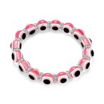 Translucent Turkish Glass Bead Evil Eye Stretch Bracelet with Crystal Spacers - Image 2