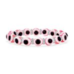 Translucent Turkish Glass Bead Evil Eye Stretch Bracelet with Crystal Spacers
