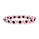 Translucent Turkish Glass Bead Evil Eye Stretch Bracelet with Crystal Spacers
