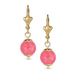 Set of 3 Amethyst Pink Quartz White Onyx Drop Ball Earrings - Image 2