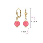 Round Purple Amethyst Drop Ball Earrings Leverback Gold 8MM - Image 15