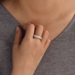 Classic Bridal Two Row Pave CZ Eternity Band Ring Sterling Silver 5MM Wide - Image 3