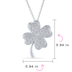 Irish Shamrock Four Leaf Clover Pendant Necklace Sterling Silver with CZ Charm - Image 4