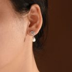 Bridal Love Knot Pearl Teardrop Dangle Earrings for Prom in Sterling Silver - Image 3