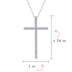 Elongated Cubic Zirconia CZ Religious Cross Pendant Necklace Sterling Silver - Image 4