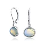 Simple Bezel Set Dangle Earrings with Amber Jade Moonstone Onyx Gemstones - Image 3