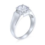 Large 6CTW Solitaire Cubic Zirconia Men's Ring Wide Band CZ Silver Plated - Image 11