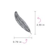Fine Quill Feather Leaf Brooch Pin Oxidized .925 Sterling Silver - Image 4