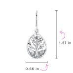 Small Round Circle Family Tree Dangle Earrings  Sterling Silver Nature - Image 4